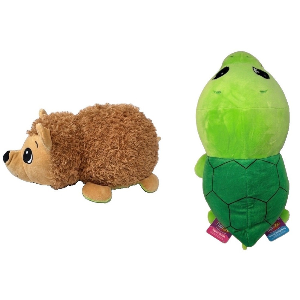 Original Flip A Zoo Turtle Hedgehog 17"Stuffed 2 In 1 Plush Animal